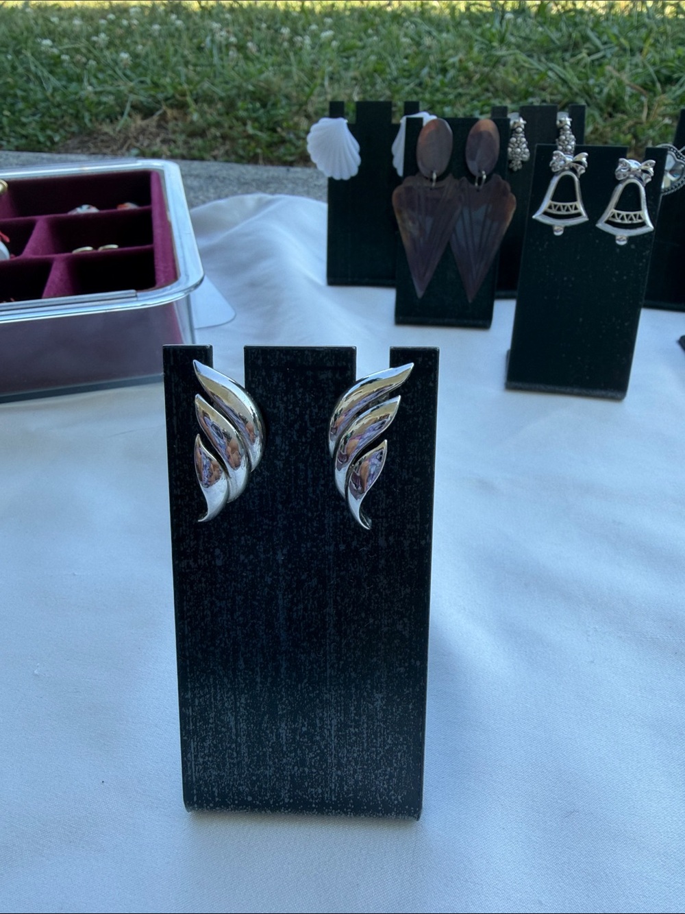 Silver Wing-Style Clip-On Earrings - Sleek Silver Women's Jewelry
